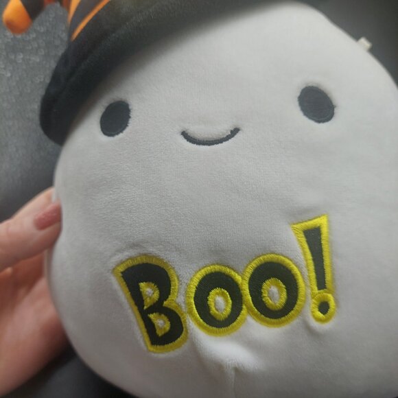 Halloween BOO! Squishmallow Ghost w/Black & Orange Witch Hat 10" Plush Doll - Picture 7 of 10